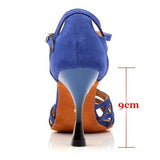 Ladingwu Women's Suede Blue Black Red Salsa Dancing Shoes