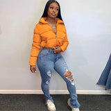 Solid Women Coat 2021 Hot Body-Shaped Chilly Parkas Autumn Winter Zipper Pocket Cotton-Padded Thick Jacket Female Outfits