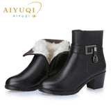 AIYUQI 2023 Genuine Leather  Women's Warm Booties Winter Boots