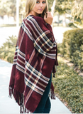 Saffron Plaid Ruana Poncho