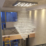 Modern and Simple Double Staircase Crystal Chandelier Luxury Long Crystal Bead Pendant Lamps