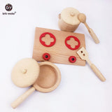 Let's Make Wooden Montessori Toy Baby Toys Baby Gift Set Wooden Cutlery  Wooden Baby Teeth Toddler Pretend Play Kitchen Beads