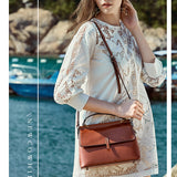 Genuine Leather Shoulder Bag Women's Bag 2021 New Fashion Oil Wax Leather Four Seasons Large Capacity Portable Tote