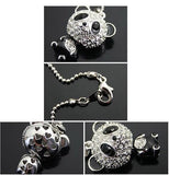Classical Women's Rhinestone Moving Head Panda Pendant Sweater Chain Necklace for Women Charm Necklace Jewelry