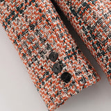 Winter Women's Vintage Plaid Double Breasted Tweed Blazers Coat Women Elegant Ladies Long Sleeve Female Outerwear Blaser