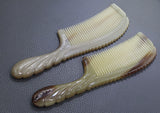 7.87 Inch Natural Tibetan Plateau Yak Horn Comb Round Handles Fine Tooth Comb Anti Static Hair Massage Brush