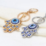 Evil Eye Fashion Alloy Hassam Shape Charm Car Keychain Jewelry Pendant With BULE EVIL EYE BEAD  EY4742