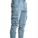 Everland OEM Zip Up Solid Color Customized Logo Classic Fashion New Jeans Men Side Pocket Small Foot Skinny Jeans