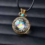 Natural Clear Quartz Aura Ball Shape Quartz Mineral Jewelry Healing Stone for Men Women Jewelry Gift