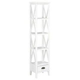 Bookcase with 1 Drawer White 15.7"x11.8"x66.9" MDF