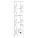 Bookcase with 1 Drawer White 15.7"x11.8"x66.9" MDF