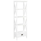 Bookcase with 1 Drawer White 15.7"x11.8"x66.9" MDF