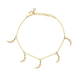 HOT 18k Real Gold Plated Colorful Zircon Cherry Peach Tropical Fruit Anklet for Women