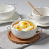 Guci the Soup Spoon With Ears Tray Soup Bowl Fanpen Deep  Bowl Ceramic Salad Bowl