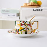 Bone China Tea Mug Coffee Cup Set With Golden Handle Drinkware Set