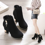 2020 New Ankle Boots Women Platform High Heels Female Side Zipper Short Boot Casual Ladies Velvet Warm Rhinestone Botas Mujer