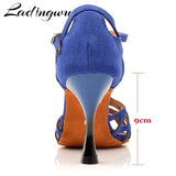 Ladingwu Women's Suede Blue Black Red Salsa Dancing Shoes
