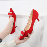 Dress Party Wedding Office Comfortable Low Heels Pointed Toe Pull-On Women's Stiletto High Heels