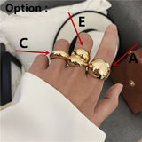 HUANZHI Gold Statement Dome Ring for Women Big Large Open Finger Ring