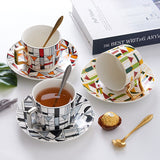 Bone China Tea Mug Coffee Cup Set With Golden Handle Drinkware Set
