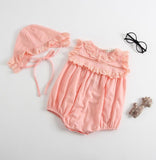 Baby Girls Rompers Newborn Baby Girls Long Sleeve Romper Hat Jumpsuit 2019 Spring Children Kids Outfit Clothes 2pcs Baby Romper