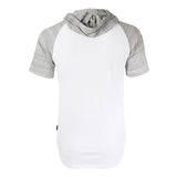 Zimego Short Sleeve Raglan Semi Longline Hoodie T-Shirt