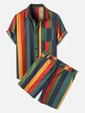 Men Clothes Set Summer Mens Punk Rock Party Suit Mens Club Beach Track Suits 2021 Boardshorts + Casual Print Shirts 2 Pcs Sets