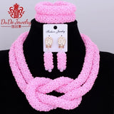 Chunky Women Royal Blue African Beads Bridal Jewelry Sets for Wedding Nigerian Beads Necklace Earrings Bracelet Set of Jewelry