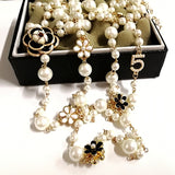 Mimiyagu Long Simulated Pearl Necklace for Women No.5 Double Layer