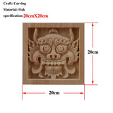Chinese Dragon and Phoenix Mascot Unpainted Retro Line Wood Decals