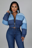 KX-G0430 in Stock Stand Women's Bomber Jacket Coat Patchwork Gradient Puffer Bomber Jacket Zip Up Women Jacket Winter