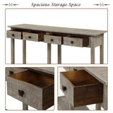 Console Table Decor Grey Wash Rustic Brushed Texture Tabletop With Drawer Bottom Rack for Living Room Hallway Entryway[US-Stock]