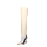 MStacchi Women Winter Transparent Over the Knee Boots Woman Pointed Toe 12CM Crystal High Heel Pump Fashion Silver Ladies Boots