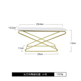 European Style Rectangular White Ceramics Cake Pan with Golden Metal Display