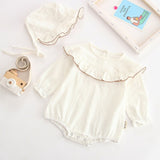 Baby Girls Rompers Newborn Baby Girls Long Sleeve Romper Hat Jumpsuit 2019 Spring Children Kids Outfit Clothes 2pcs Baby Romper