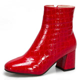 Snake Leather Women's Ankle Boots Autumn Winter Short Boots Women Shoes