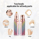 2 in 1 Electric Epilator USB Rechargeable  Cordless Painless Mini Portable  Face Body Hair Remover  Eyebrow Trimmer for Women