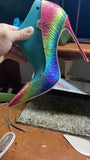 Sexy Iridescent Snake Pattern High Heel Pumps Python Printed Color Dress Shoes 12cm Stiletto Heels Banquet Party Shoes