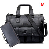 Men Leather Black Briefcase Business Handbag Messenger Bags