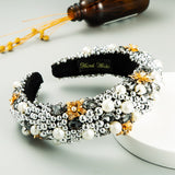 Baroque Hand Made Pearl Beading Gemstone Headband for Women
