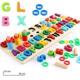 Montessori Educational Wooden Puzzles for Baby Learn to Count Function with Matching Geometric Figures