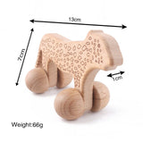 1pc Baby Toys Wooden Car BPA Free Beech Wood Teether Cartoon Organic Wooden Car Montessori Toys for Children Teething Nurse Gift