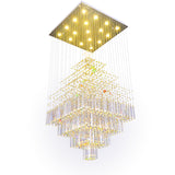 Modern and Simple Double Staircase Crystal Chandelier Luxury Long Crystal Bead Pendant Lamps