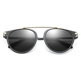 FRISCO | A18 - Modern Horn Rimmed Metal Frame Round Sunglasses
