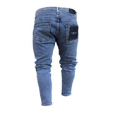 2021 New Italy Style Men's Distressed Destroyed Badge Pants Art Patches Skinny Biker White Jeans Slim Trousers