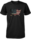 Funny Graphic Statement Mens Black T-Shirt - US Flag in US Map