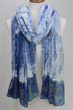 Eternity Hand Dyed Indigo Blue Cotton Scarf With OM Symbol
