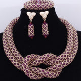 Chunky Women Royal Blue African Beads Bridal Jewelry Sets for Wedding Nigerian Beads Necklace Earrings Bracelet Set of Jewelry
