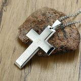 Vnox Men's Prayer Matthew 6:9-13 Bible Necklace Stainless Steel Cross Pendant Male Religious Jewelry