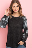 Brushed Hacci Tie Dye Puff Sleeved Top